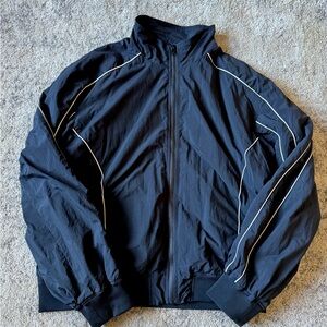 OAK + FORT Black Windbreaker with White Piping